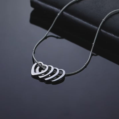 Personalized Heart Pendant Necklace (1 to 4 Charms) – Custom Engraved Stainless Steel Jewelry – Perfect Gift for Couples and Family